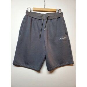Sonneti London Mens Small Gray Fleece Shorts 9" Inseam -Logo Drawstring, Pockets